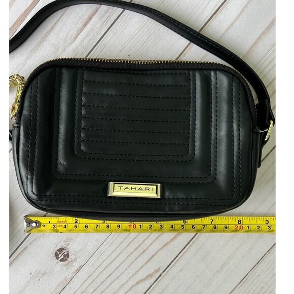 Tahari Black Women's Crossbody Purse Vegan Leather - Picture 2 of 10